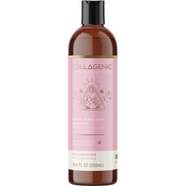 Tonico Facial 500 ml Niacinamida, Colageno Hidrolizado - Collagenic Tónico Facial Hidratante Limpiador de Poros sustituto de agua micelar para el rostro y contorno de ojos