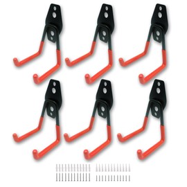 NEEUBY 6 Pack Heavy Duty Garage Hooks, Stainless Steel & Iron, U-Shape, Wall Mount, Rust Resistant, Holds Up to 40lbs Each, Ideal for Garage, Shop, Basement, etc.