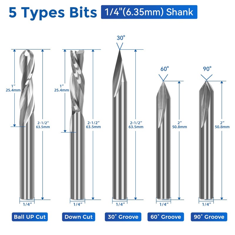 10-Piece CNC Router Bits Set, Carbide Multiple Uses Router Bits
