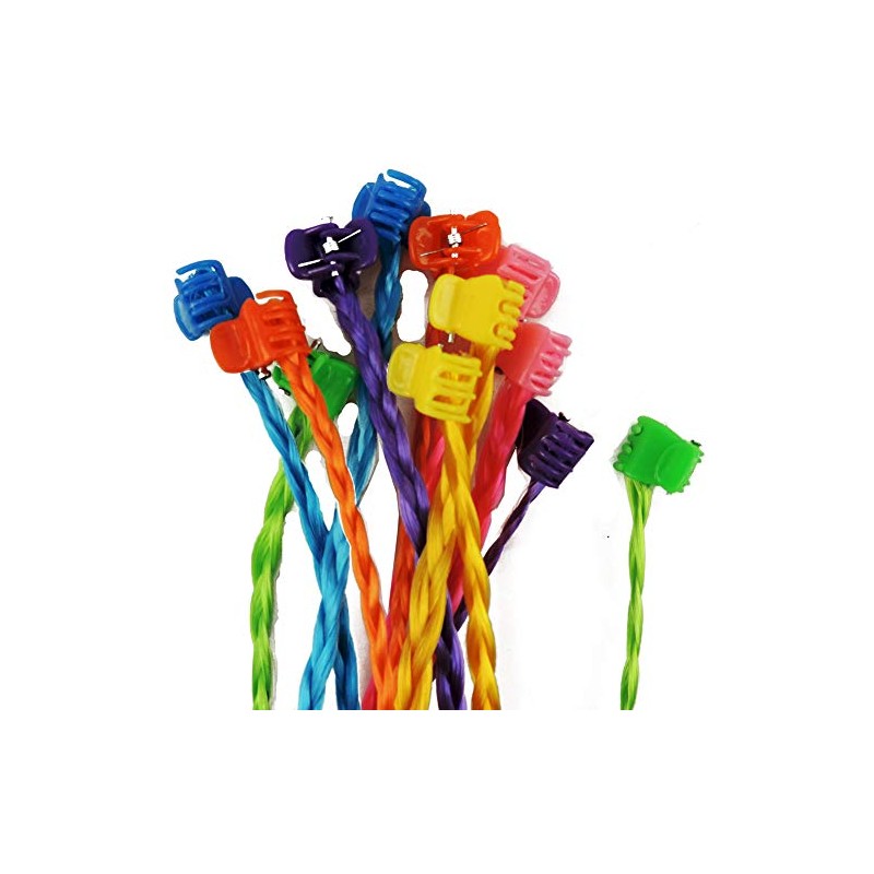 12 Bright Neon Braid 10" Funky Colors Hair Extension Clips