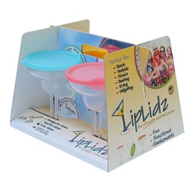 LipLidz ~ 13.5 oz. Frosted Margarita Glass w/ Attachable Drink-thru assorted colored Lids - 100% Guaranteed Shatterproof Tritan/BPA free, Lids hang on side & lid & glass dishwasher safe. Made in USA!