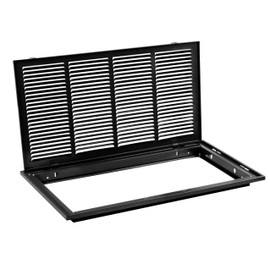 HVAC Premium 24" X 16" Steel Return Air Filter Grille for 1" Filter - Removable Face/Door - HVAC Duct Cover - Flat Stamped Face - Black [Outer Dimensions: 26 5/8" X 18 5/8"]