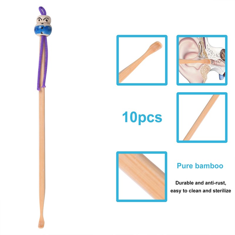 10pcs Bamboo Ear Pick Ear Cleaner Earwax Curette Remover Earpick