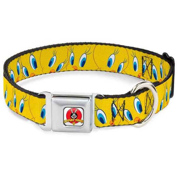 Buckle-Down Seatbelt Buckle Dog Collar - Tweety Bird Expressions Yellow