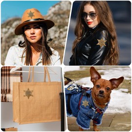 MBAIYO Sheriff Badge, Deputy Badge Metal Adult Cowboy Party Decoration Retro Hexagram Western Police Themed Medallion Pins Carnival Prizes Birthday Party Bag Gift Fillers