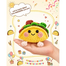 Sereney Taco Gift Positive Crochet Taco Animals, Encouragement Inspirational Gift for Women Men Boy Girl, Back to School Gift Emotional Positive Support Crochet Funny Mini Cute Desk Decor Keychain