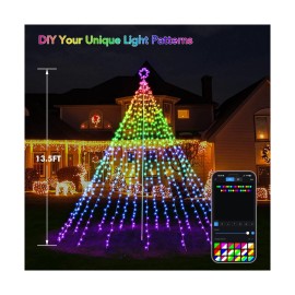FANCILLUMA 13.5FT Smart Christmas Tree Lights LED, Remote & App Control IP67 Waterproof ...