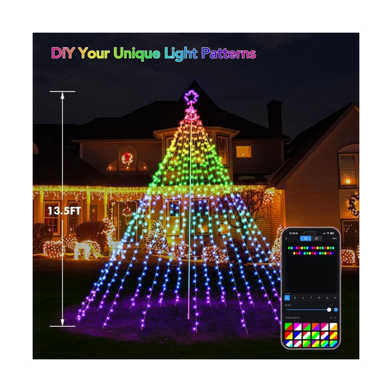FANCILLUMA 13.5FT Smart Christmas Tree Lights LED, Remote & App