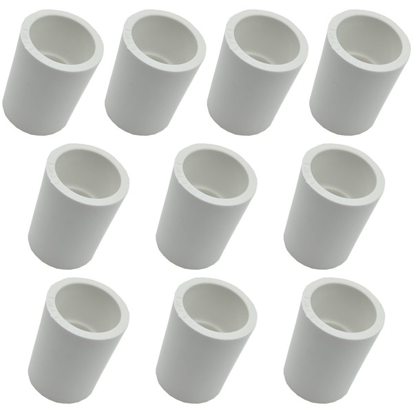 10Pcs White PVC Coupling, 1inch Sch40 PVC Pipe Coupling Adapter