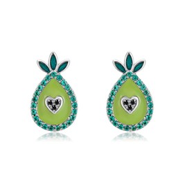 DAYLINLOVE Avocado Ear Tips 925 Silver Avocado Ear Tips Avocado Jewellery Gifts for Girls Avocado Lovers, 2017, Cubic Zirconia