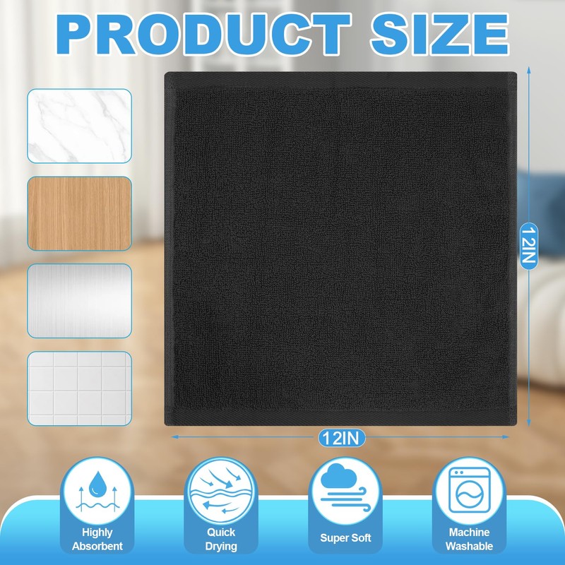 Keith LUN 6 Pack 100% Cotton Wash Cloth, 12x12Inch Highly