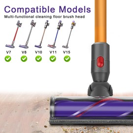 Electric Brush Compatible with Dyson V7, V8, V10, V11, V15, Vacuum Attachment, Direct Drive, Turbine Floor Nozzle, Replacement Part for Turbo Brushes, with Quick Release, for Hard Floors and Carpets