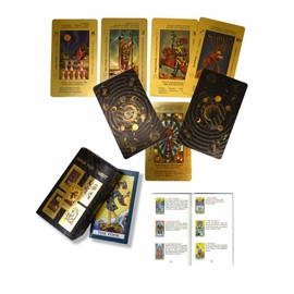 78 Piece Gold Foil Tarot Deck, Gold Cards with 36 Page Guide Book, PVC, Waterproof & Anti-Wrinkle, Tarot Deck,Gold Foil Tarot Cards Deck for Beginners Waterproof and Durable
