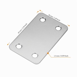 MUKCHAP 24 piastre di giunzione piatte in acciaio inox, 60 x 38 x 1,5 mm, con 96 viti, staffe piatte forate, staffa di supporto dritta piatta in metallo per legno, mobili