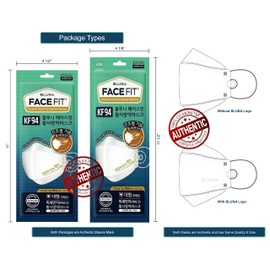 BLUNA FACE FIT [20-pack] GENUINE:: Premium 4-Layer [LARGE-WHITE] KF94 Face Mask [Adjustable Ear Loop][Anti-Trouble Skin] Made in KOREA