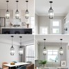 YUXINLUX Modern Pendant Light Fixtures with Clear Glass Matte Black