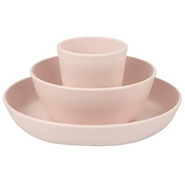 Tiny Twinkle Tableware 3 Pack Dish Set- BPA-Free Cups, Plates and Bowls Sets For Kids and Toddlers - Polypropylene Plastic Dinnerware Set (Rose) Dish set