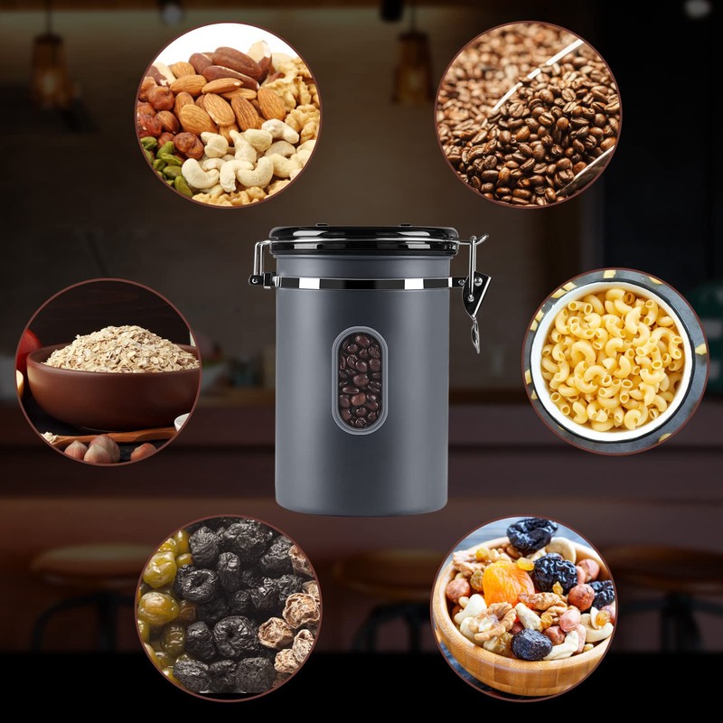 2800ML Airtight Coffee Canister with Date Tracker and Transparent Window,