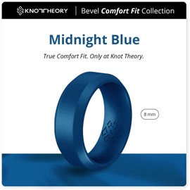 Knot Theory Metal Blue Silicone Ring for Men Women - Breathable Bevel Comfort Fit 6mm Wedding Band Size 15