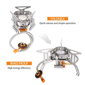 Odoland 3500W Windproof Camping Gas Stove Portable Collapsible Outdoor Camping Stove with Piezo Ignition Backpacking Stove for Outdoor Cooking Hiking Picnic and Trekking