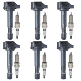 Autowxjq Ignition Coil Iridium Spark Plugs Set of 6pcs UF713 C1824 Compatible with Honda Pilot Accord Ridgeline Odyssey Acura MDX RLX TLX 3.5L V6