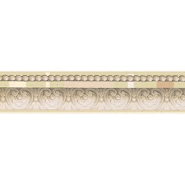 Dundee Deco DDAZBD9049 Peel and Stick Wallpaper Border - Victorian Beige, Sepia, Green Crown Molding Wall Border Retro Design, 15 ft x 7 in (4.57m x 17.78cm), Self Adhesive