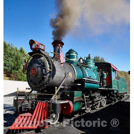 Historic Pictoric Photo - Narrow-Gauge steam Locomotive at The Tweetsie Railroad- Fine Art Photo Reporduction 16in x 16in