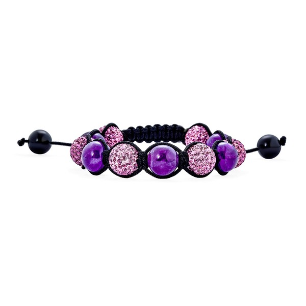 Purple Pave Crystal Ball Amethyst Beads Shamballa Inspired Bracelet for