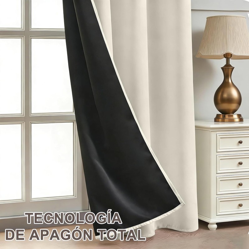 Cortinas Blackout, 2 Paneles Cortinas con Aislamiento Térmico para Estar/Recámara