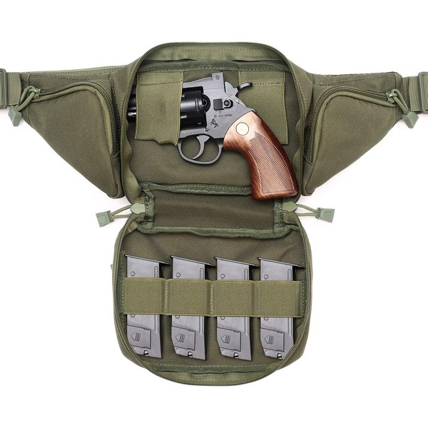 Concealed Pistol Fanny Pack Waist Bag Gun Holster Fits 1911 and More (Army Green)