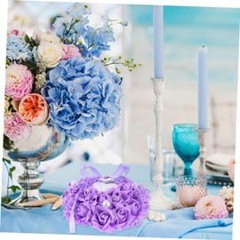 Abaodam Heart Shaped Ring Pillow for Women Bridal Ring Holder Imitation Pearl Wedding Decor Ring Bearer Pillow