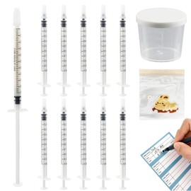 Weidllys 50 Sets 1mL Colostrum Syringes with Caps, Colostrum Collector Kit Include 50pcs 1mL Sterile Syringes for Colostrum, 1 Measuring Cup, 5 Storage Bags, 50 Labels