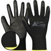 10 Pairs Hase Safety Gloves PU Black Nylon Work Gloves