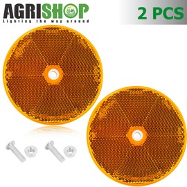 AGRISHOP 2x Round Reflector Orange Ø80mm Safety Reflectors Reflective Reflectors with Screws for Caravan Horsebox Driveway Fence,Orange Round Reflector for Gate Posts Boat Reflector