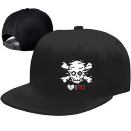 Snapback Hats for Men Skull Skeleton Hat Mens Flat Bill Hats Black Flat Brim Fitted Hat for Men Baseball Cap Adjustable Snap Back Cool Hip Hop Trucker Caps Women Gifts Skateboard Accessories
