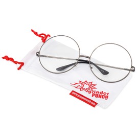 grinderPUNCH XXL - anteojos de moda de gran tamaño con marco redondo y lente transparente, plomizo, XX-Large