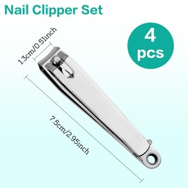 Premium Stainless Steel Fingernail and Toenail Clipper Cutter, Pack of 4