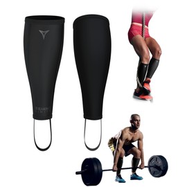 BREAKING LIMITS Deadlift Shin Guards - Neoprene Calf Bandage - Deadlift Socks - Shin Pads - Box Jumping for Men and Women - Shin Guards for Deadlifts (L)