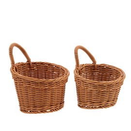 CIYODO 2pcs Woven Storage Basket Wall Hanging Fruit Basket for Kitchen Wicker Storage for Garlic Onion Ginger