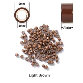 1000 Silicone Micro Link Rings 5mm Lined Beads Deadlocks for Hair Extensions Tool (1000Pcs(Pack of 1) (500Pcs, Light Brown)