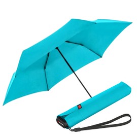 Knirps Ultra US.050 Slim Manual Pocket Umbrella - Ultra Light and Flat - Storm Resistant - Windproof - 21 cm, aqua, S, Compact