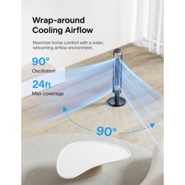 Pelonis 36-Inch Tower Fan for Bedroom – Oscillating Tower Fan with Remote Control – Indoor Quiet Fan with 3 Speeds, 4 Modes and 15-Hour Timer – ETL Certified