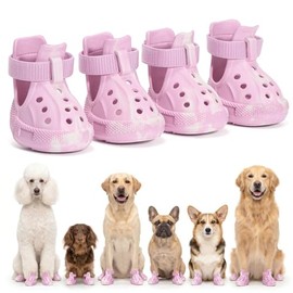 Zapatos para perros que brillan en la oscuridad, paquete de 4 botas de EVA para perros medianos y grandes, botines antideslizantes y transpirables par