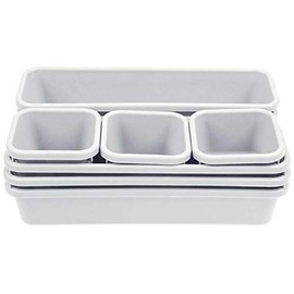 Arti Casa Set of 8 Plastic Bowls for Office Desk Kitchen Bathroom Tidying Up White