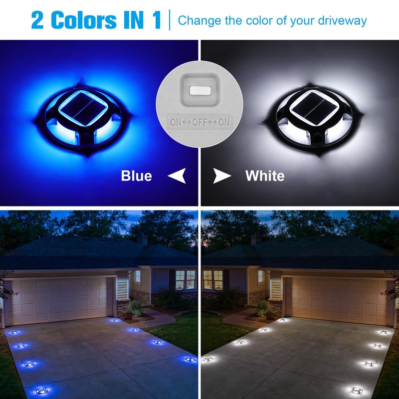 VOLISUN Solar Driveway Lights Dock Marine Lights 16 Pack,2 Colors