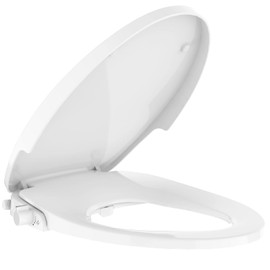 GarveeTech Elongated Bidet Toilet Seat,Non-Electric Bidet with Self Cleaning Dual Nozzles,White Bidet Attachment for Toilet,Toilet Seat Elongated with Quiet-Close Bidet Sprayer, Toilet Water Spray