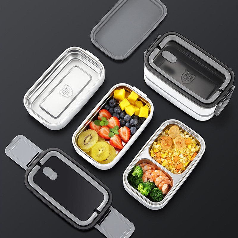 Bento Box 304 Stainless Steel Microwaveable with Chopsticks and Spoon