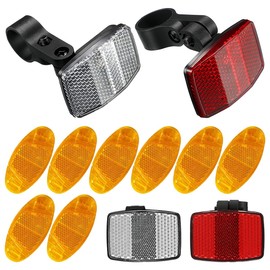12 Bicycle Reflectors Set, Bicycle Reflectors Front Rear Spoke Reflectors Holder Bicycle Cat Eye Reflectors Rear Reflectors Bicycle for Bicycle Mountain Bike Road Bike Adults Children