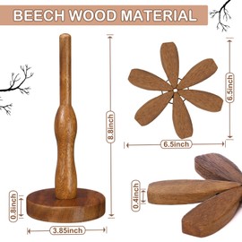 Wooden Trivets for Hot Dishes Set of 4 Christmas Tree Shape Foldable Wooden Coaster Trivets and 1 Stand Natural Wood Tree Trivet for Hot Dishes Plates Bowls Pots(Black Walnut Color)