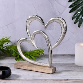 Marrakech Heart Decorative Stand, 20 cm, Large Decorative Object, Amour 8 as Table Decoration, Windowsill Decoration, Silver